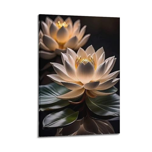 Poster de fleur de lotus sur toile 50x75 cm de style moderne pour decoration