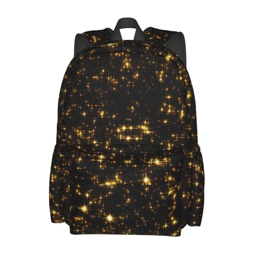 Sac à dos d'école noir doré filles garçons voyage décontracté - 2