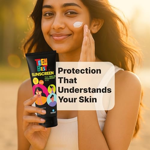 Image of Healthbest Sunscreen SPF 50 PA++++ for Teens & Youth, Daily Use Lightweight Face Sunscreen with No White Cast, Non-Greasy Texture, Broad Spectrum UVA UVB & Blue Light Protection, Enriched with Aloe Vera, Vitamin C, Blueberry & Hyaluronic Acid
