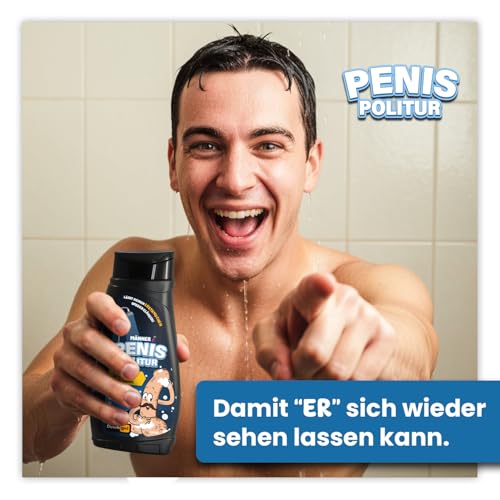 Penis Politur Duschgel – Lustiges Männer Duschgel & Shampoo für Körper, Haar | Witziges Geschenk für Männer | Scherzartikel zum Geburtstag | Spaß Männershampoo | Männerpflege Gag