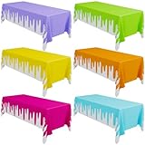 Remagr 6 Pcs Art Party Decorations Art Paint Tablecloths 54 x 108 Inch Waterproof Rectangle Table Cover Disposable Table Cloth for Birthday Party Supplies(Multicolor)