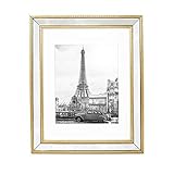 Isaac Jacobs 11x14 (Matted 8x10) Gold Mirror Bead Picture Frame - Classic Mirrored Frame with Dotted Border Made for Wall Display, Photo Gallery and Wall Art (11x14 (Matted 8x10), Gold)