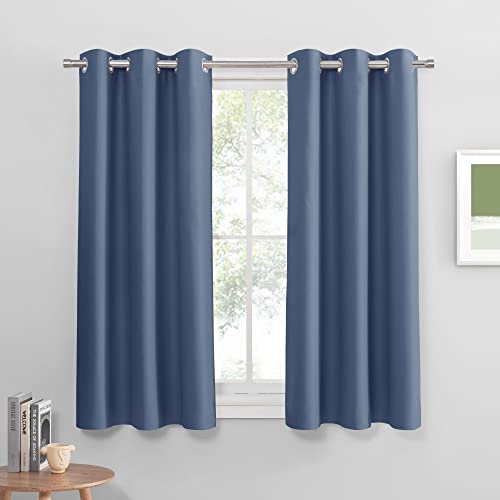 Image of PONY DANCE Blackout Curtains 54 Long - Solid Thermal Insulated Grommet Top Noise Reductiong Window Drapes for Kids Bedroom Living Room, 42 x 54 inches, Blue Haze, 2Panels