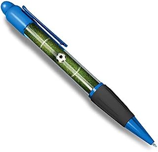 1 x Blue Ballpoint Pen (Black Ink) - Football Pitch Soccer Ball Sports Game #8681