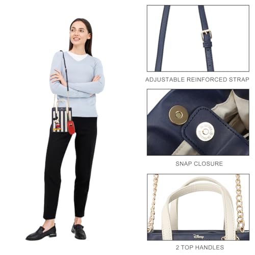 Disney Bashful Mickey Pose 11.3" Blue & White Striped Crossbody Bag2