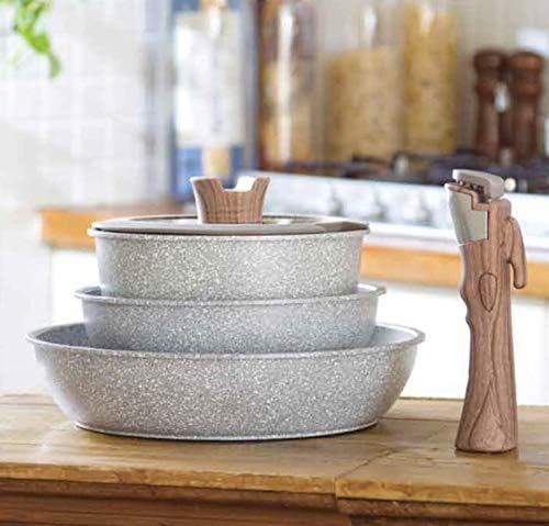 Amazon Co Jp 取っ手が外せる ストーンマーブル フライパン 鍋 5点セット Cainz カインズ 人気 話題 おしゃれ ギフト ホーム キッチン