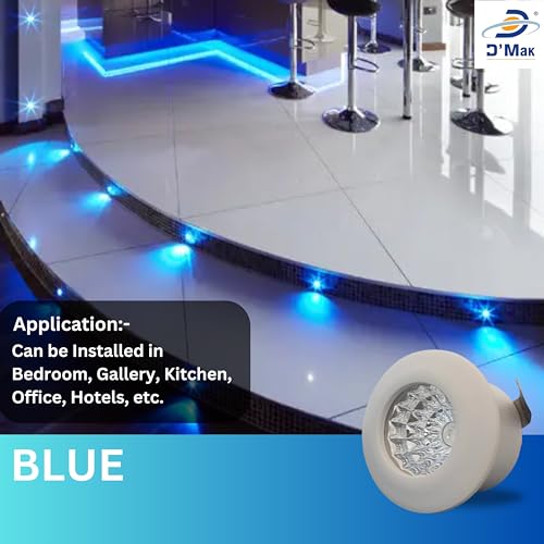 Image of D'Mak 1 Watt Round LED Button COB Blue Focus Light for POP /Recessed Lighting (Blue, Pack of 5)