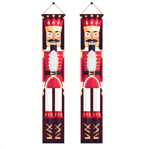Banderole de porche casse-noisette BlissYard avec silhouette de soldat rouge et or