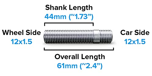 10Pcs Extended Silver Wheel Stud Conversion - 12X1.5 To 12X1.5, 60Mm Total Length, 44Mm Shank Length - Compatible With Bmw 1 3 5 Series (Ensure Vehicle Uses 12X1.5 Bolts) Screw Adapter #TOP1