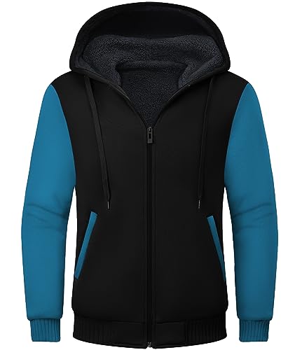 Image of Little Beauty Hoodies for Men Zipper Jacket Fleece Sherpa Lined Winter Wool Heavyweight Sweashirts