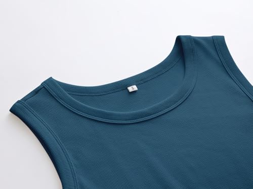 Image of ANRABESS Womens Sleeveless High Neck Tank Tops Fashion Summer Casual Basic Slim Fit Ribbed Racerback Top Shirt Clothes