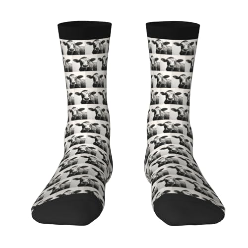 Tnnutp Calcetines vintage de vaca en blanco y negro, calcetines suaves y acogedores, calcetines de botas, regalos para mujeres y hombres, calcetines para correr, 3 Negro, talla única