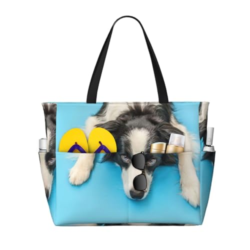 Grand sac de plage Border Collie : ne manquez plus jamais de place pour vos affaires