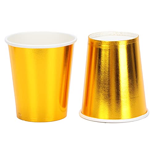 20 vasos de papel, tazas de café desechables sin bultos, tazas de café compostables, tazas de zumo para fiestas (dorado)