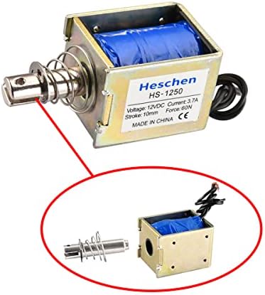 Hechen solenoid electromagnet, HS-1250, DC12V, 3.7A, 60N, 10mm stroke, push pull type, open frame door lock
