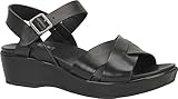 KORK-EASE Women's Myrna 2.0 Ankle Strap Wedge Sandal, Black, 7(M) US