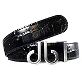 Druh Tour Collection belt in black leather crocodile texture with Silver & Black DB Buckle