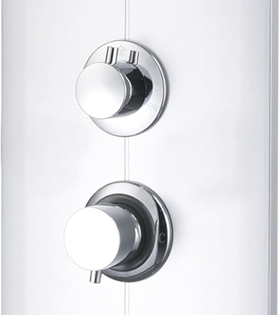 Shower Panel, Shower Column with Rain Shower, Hand Shower and Massage Sprayers, Stainless Steel Shower System with Glass Shelf and Mirror, Silver