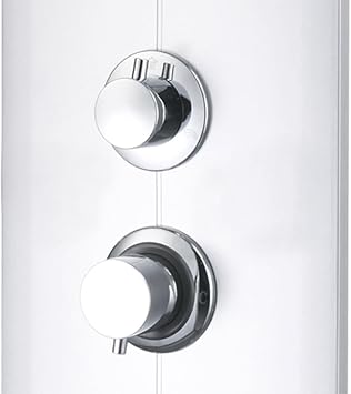 Shower Panel, Shower Column with Rain Shower, Hand Shower and Massage Sprayers, Stainless Steel Shower System with Glass Shelf and Mirror, Silver