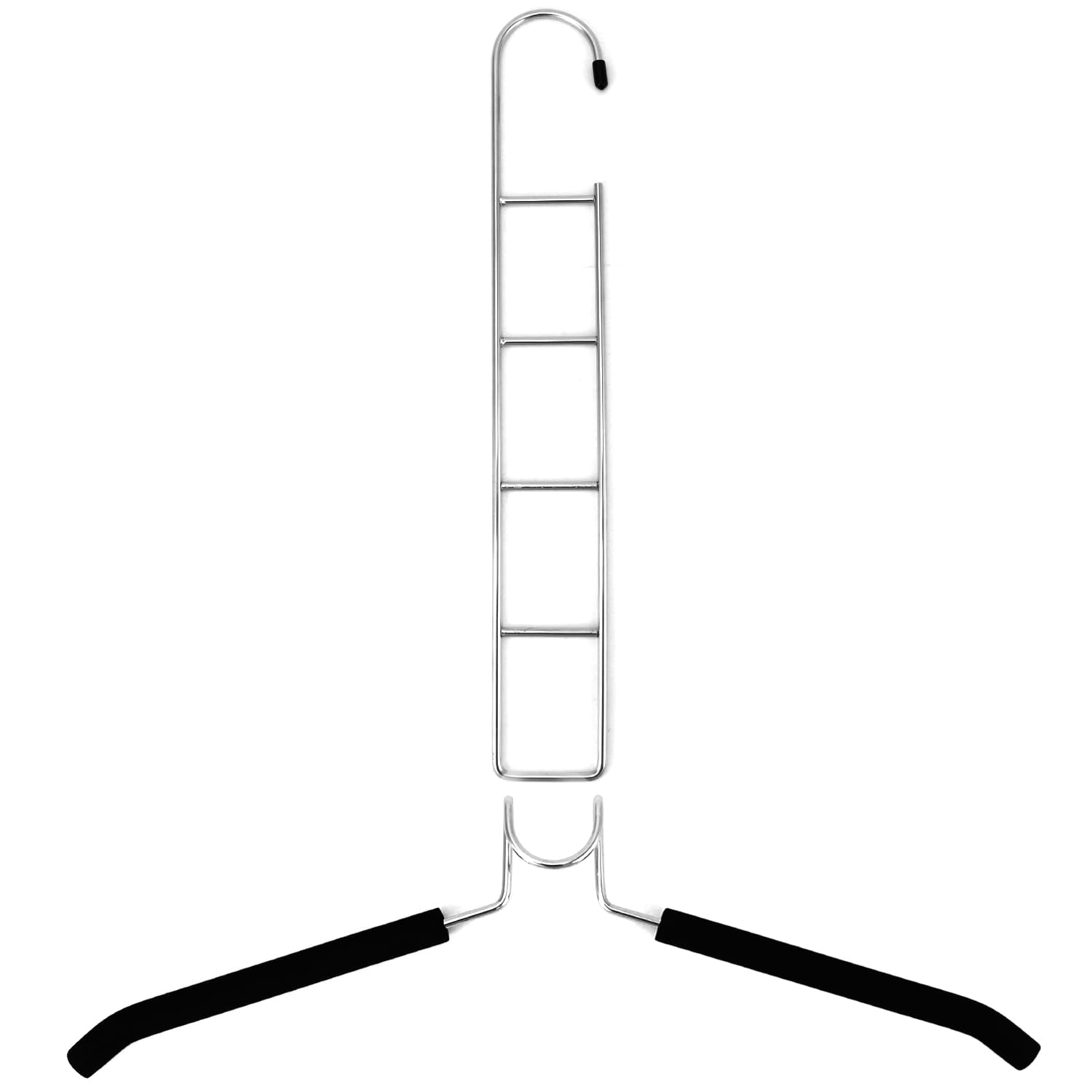 QWORK Kleiderbügel, platzsparend, strapazierfähig, 5-in-1, mehrschichtige Metall-Kleiderbügel mit rutschfestem Schaumstoff, für T-Shirts, Blusen, Mäntel, Anzüge, Pullover, T-Shirts, 4 Stück