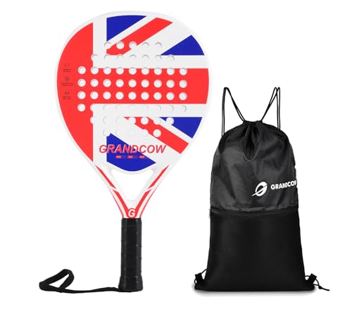 Raquete de padel Palas de Padel leve para mulheres jogadoras em forma de gota, núcleo de EVA macio, superfície de fibra de vidro, raquete de braço do iniciante ao intermediário 38 mm (bandeira do