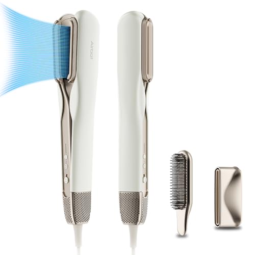 Airbot Hyperstrait 3in1 Hair Straightener&Dryer&Brush, 100 Million Plasma Care Comb & Dry & Straighten, For Beautiful Soft Hair, Fast Heating&4 Temp Settings, Smart Power Off, HD218, Gold