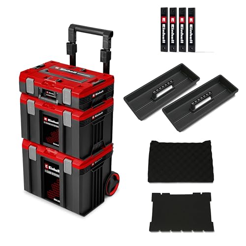 Original Einhell E-Case Rolling Workshop SEALED (Rollende Werkstatt aus 3 Koffern max. 120 kg staubdicht + strahlwassergeschützt 44 x 40 x 70 cm inkl. Seitenschienen)