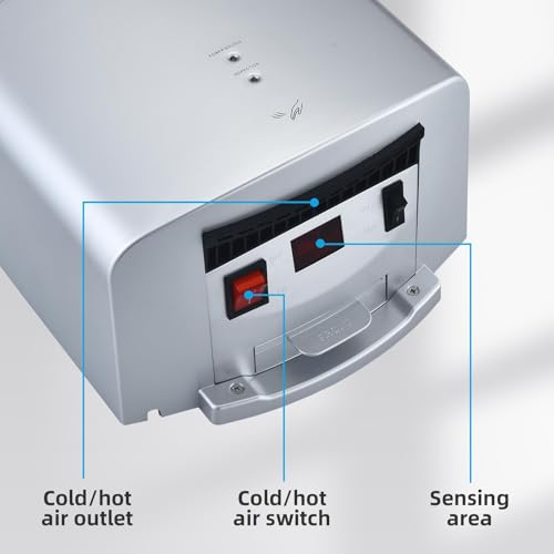 LUXICE Hand Dryers for Bathrooms Commercial - Electric Hand Dryer - Ultra High-Speed 1400W Fast Drying - LX-3861 Silver