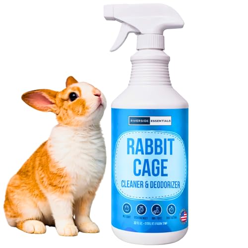 Riverside Essentials 32oz Rabbit Cage Cleaner & Deodorizer Spray - Safe & Effective Odor Eliminator for Small Animal Cages - Non-Toxic & Pet Safe Friendly Formula - Made in the USA
