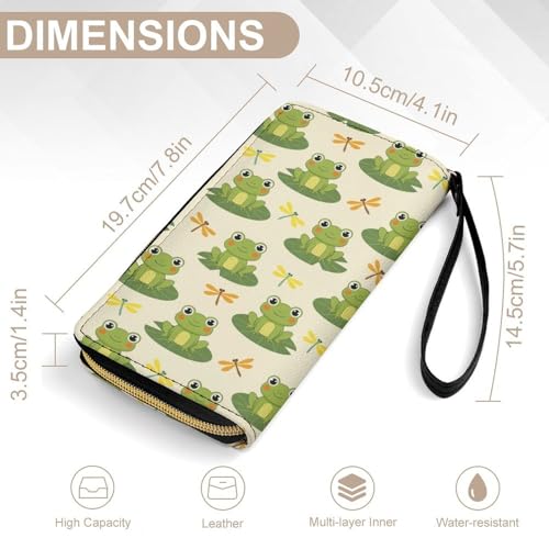 Travel Slim Wallet for Women, Large Capacity Credit Card Holder Cute Frogs Purse Pu Leather Waterproof Long Wallet2