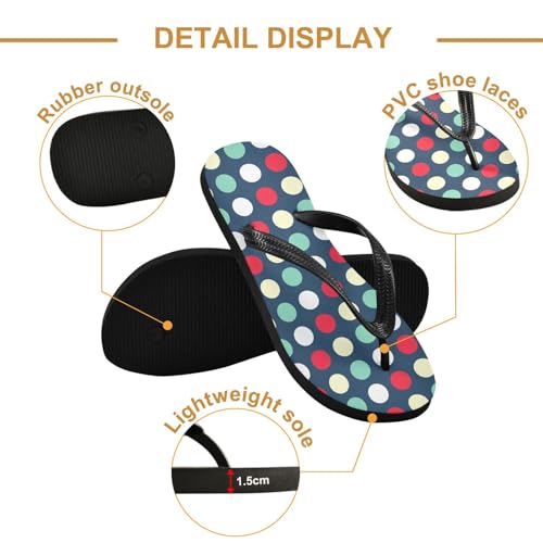 Red Green Polka Dot Flip Flops for Beach Thong Sandals Anti-slip Lightweight Beach Shoes for Summer Swim Travel3