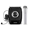 Draagbare spraakversterker draadloos, Bluetooth 4.0 oplaadbare PA-systeem luidspreker met handheld draadloze microfoon en headset voor karaoke, leraars, reisladder, trainer, yoga (25 watt)
