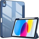TXWLLIU Hülle iPad (A16) 11. Generation 11 Zoll 2025 & iPad 10. Generation 10,9 Zoll 2022 mit Stifthalter, Schlanke Leichte, Dreifach Gefaltete Schutzhülle mit PC Harter, Dunkelblau