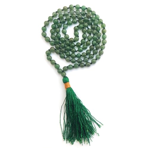 Image of Apnisanskriti Premium Green Aventurine Stone Mala for Men and Women (6mm, AAA Quality, Lab Certified, 108+1) - Natural Stone Beads Mala - Pack of 1