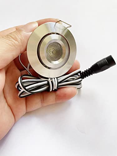 NA Recessed 2PCS DC12V 1W Mini LED Puck Light LED Under Cabinet Light ,led Ceiling Light,Downlight (inclue 1pcs Connector Wire) (Warm White)