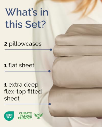 Image of Flex Top Split Head King Sheet Set - 4 Piece Extra Deep Sheets - Wheat
