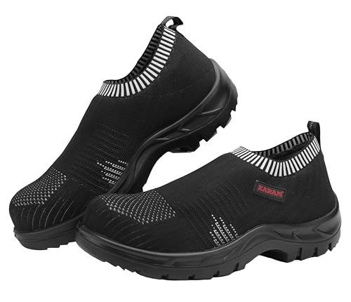 Image of KARAM ISI Marked Flyknit Safety Shoe | Excellent Grip, Comfort and Slip Resistance | Safety Shoes with Fibre Toe |Black| FS208FN (FWSAMN) Size - 04