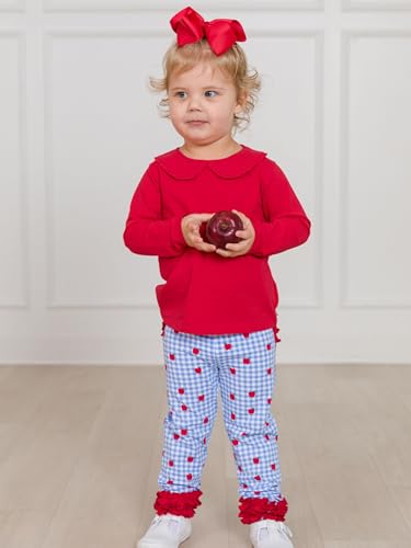 Image of RuffleButts Toddler Girl Merry & Bright Ruffle Leggings - Ankle Leggings | 75% Cotton 23% Spandex 2% Elastane, Breathable Lightweight, Elastic Waistband, Signature Rear Detail To 4T, Machine Washable