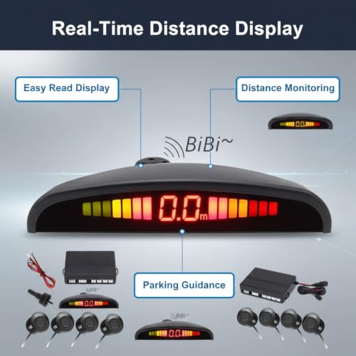 Image of Drumstone 𝟱-𝗬𝗲𝗮𝗿 𝗪𝗮𝗿𝗿𝗮𝗻𝘁𝘆 Universal Car Reverse Parking Sensor System with LED Distance Display, Audible Buzzer Alert & Ultrasonic Object Detection for Safe Parking Assistance
