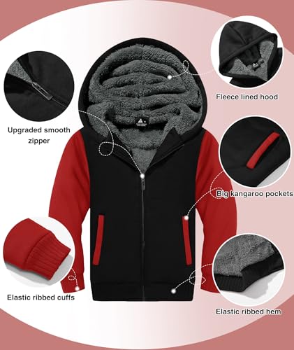 Image of SWISSWELL Boys Hoodie Sherpa Fleece Lined Jacket Soft Warm Zipper Sweatshirt Outerwear