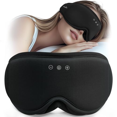 MUSICOZY Schlafmaske mit kopfhörer | 100% Schatten 3D Schlafkopfhörer schlafmaske Bluetooth Weich Augenmaske aus Bio-Bambus-Baumwolle für Reisen erholsamen| Bluetooth 5.4 Schlaf Kopfhörer