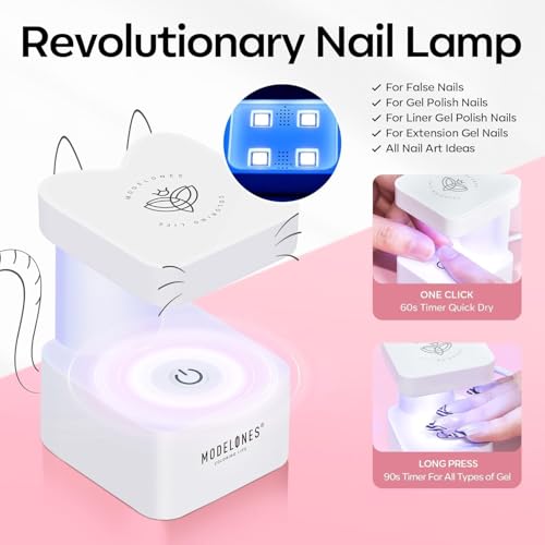 Image of modelones X Nail Gel Kit,9-in-One Glue Prep Dehydrator & Portable Led Lamp