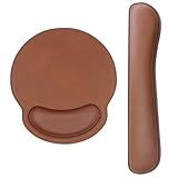 Mouse Pads with Wrist Support and Keyboard Wrist Rest Pad Set,Ergonomic PU Leather Mouse Pad for Lap