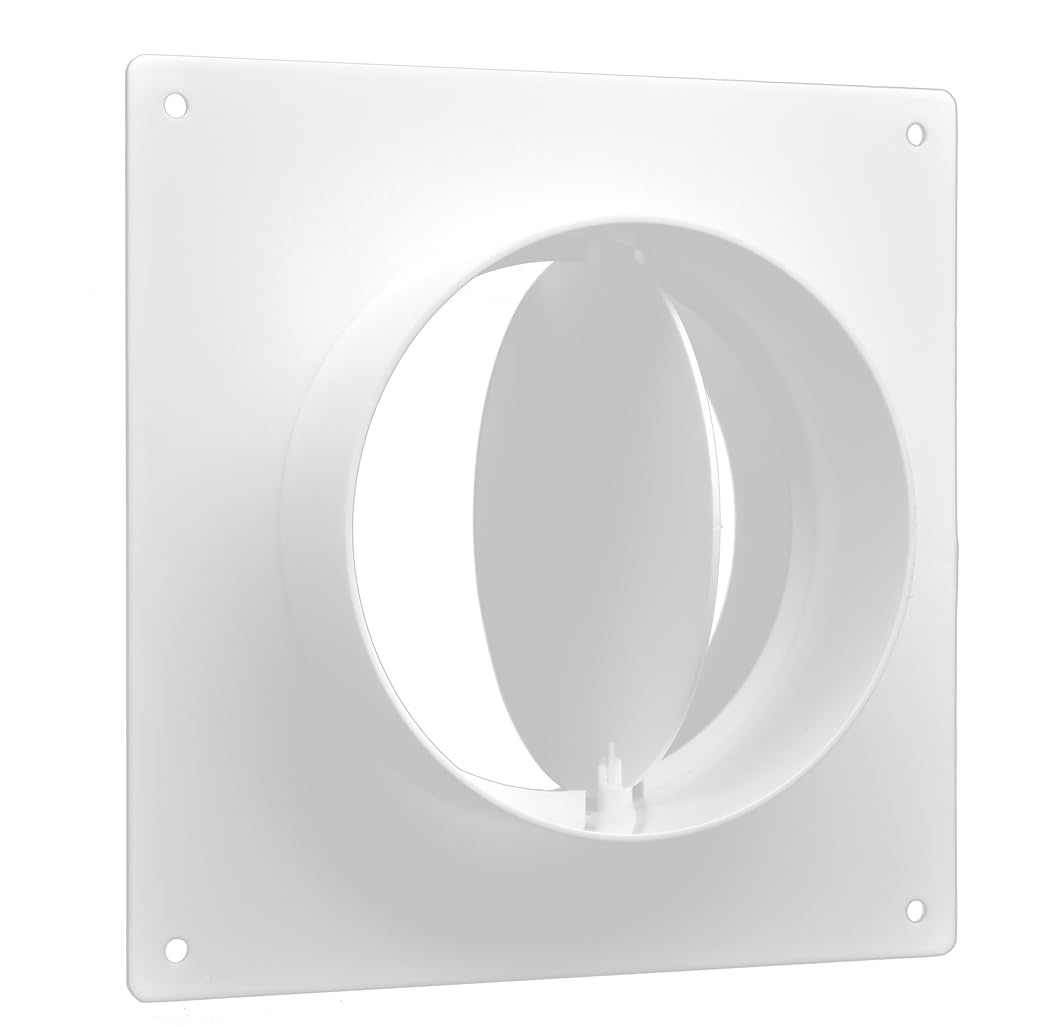 H&C Vent Connector Flange │ Air Ventilation Pipe Connectors for Ducting Flex Aluminium Tube PVC Duct Flexible Hose │ Wall Plate Backdraft Shutter Gravity Valve │ Tumble Dryer Extractor fan Conditioner