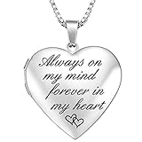 GOKING Always on My Mind Forever in My Heart Photo Locket That Holds Pictures Necklace Pendant for Girl Women