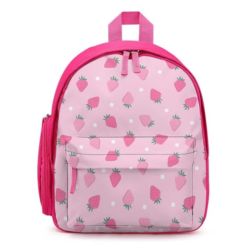 Pink Strawberry Polka Dot Large Capacity Minimalist Backpack Unisex