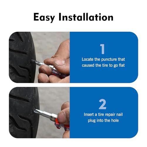 Image of 101 PCS Tire Repair Rubber Nail, 3 Size Vacuum Tire Repair Kits Spiral Rubber Screws, Fast Self-Service Tool for Car, Truck, Motorcycle, Tractor Tire Puncture Repair (Black)
