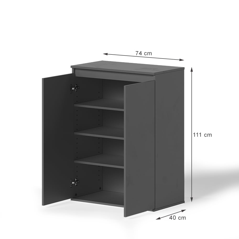 Vicco Cassettiera Claus, Antracite, 74 x 99.6 cm con 2 porte, per la conservazione di abbigliamento e oggetti per la casa