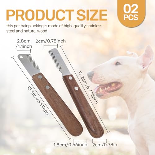 Trimmmesser Set für Hunde & Katzen – 2-teiliges Fellpflege Werkzeug mit Feiner & Grober Zahnung – Entfernt Unterwolle effektiv – Für Langhaar & Kurzhaar – Mit ergonomischem Holzgriff