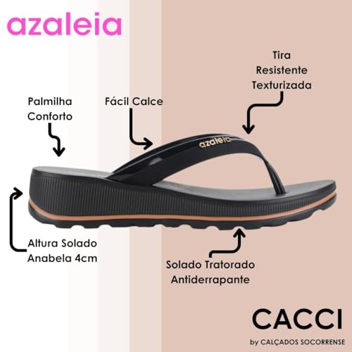 Tamanco Azaleia Plataforma Tratorado Fabi Light Conforto Cor:Preto;Tamanho:35